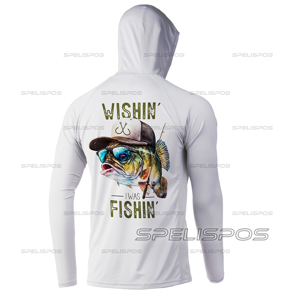 Running Gear Long Sleeve - 釣りフード付きホワイト長袖ライディングトップス UPF50+ メンズ ランニングTシャツ ビーチウェア パーカー