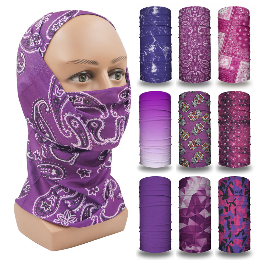 Head Gear Running - パープルバラクラバ女性ランニングキャンプヘッドバンドバンダナ速乾ネックゲートル通気性ハイキングフェイスマスクチューブサイクリングヘッドスカーフ