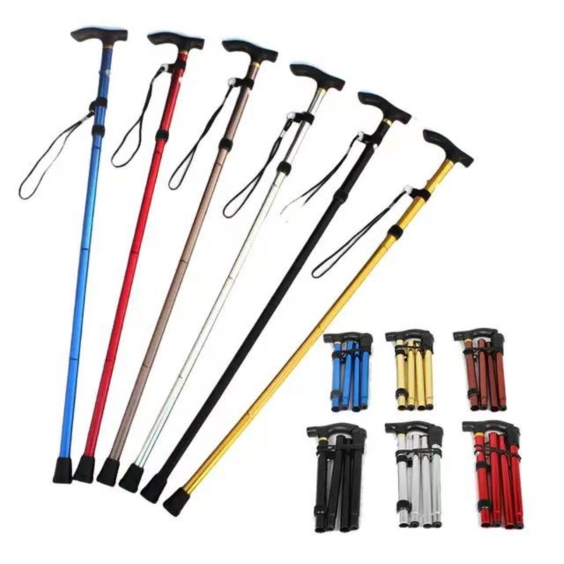 Trekking Pole Carbon - 多機能ウォーキングスティック、トレッキングポール、伸縮式折りたたみ杖、ハイキングスティック、杖、高齢者用金属スティック、歩行杖、アウトドア用