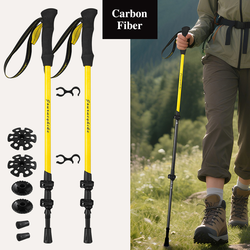 黄色の3Kカーボンファイバートレッキングポール、3段伸縮式ハ - Trekking Pole Carbon のレビューと価格