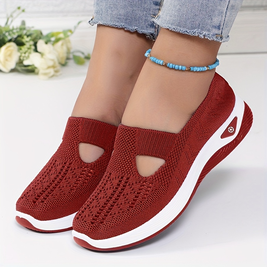 レディース春夏ニットスリッポンスニーカー通気性メッシュカジュ - Insole Arch Support のレビューと価格